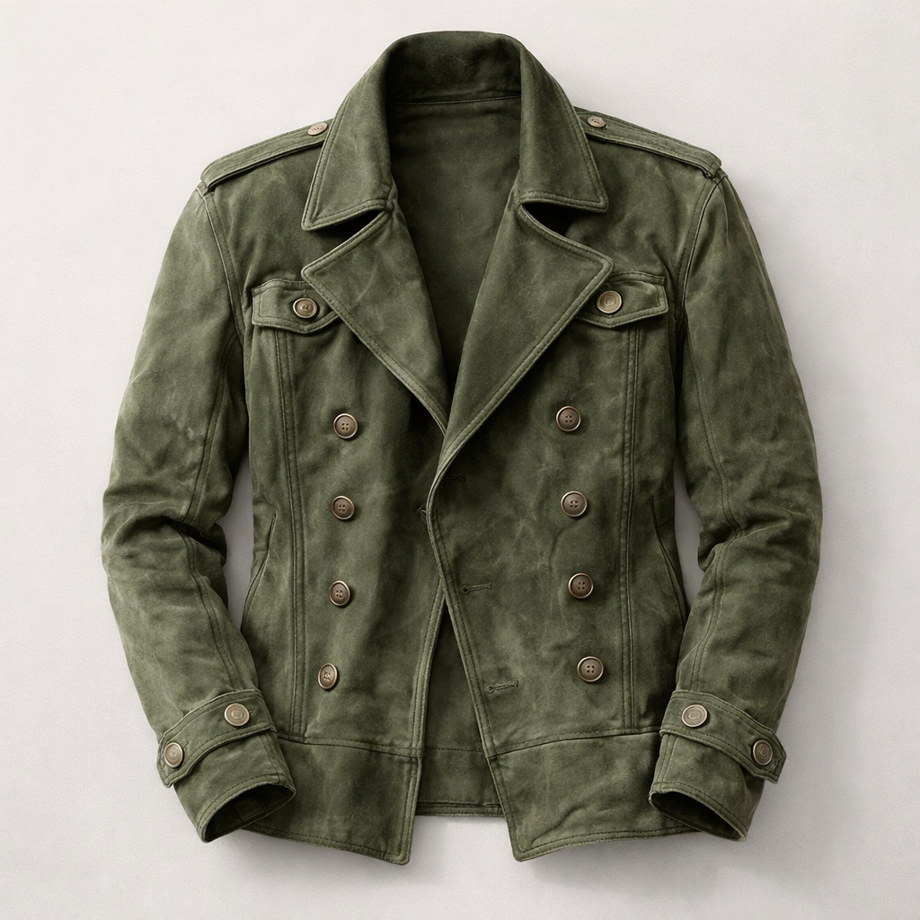 Double Breasted Suede Jacket for Men