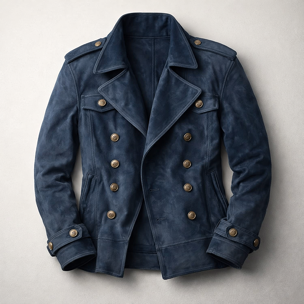 Double Breasted Suede Jacket for Men