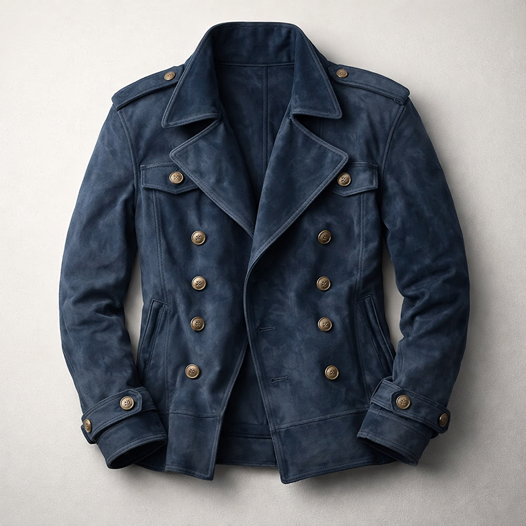Double Breasted Suede Jacket for Men
