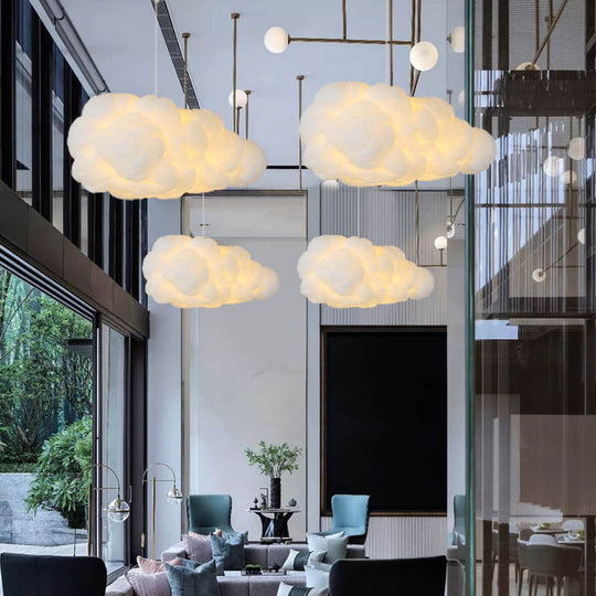Modern Fluffy Cloud Pendant Lamp with Dual Shade Design