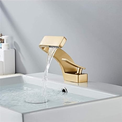 Sleek Curved Waterfall Bathroom Faucet for Modern Vanity Sinks