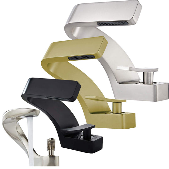 Sleek Curved Waterfall Bathroom Faucet for Modern Vanity Sinks