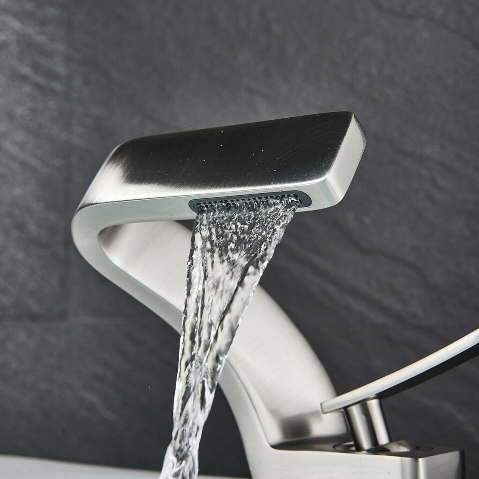 Sleek Curved Waterfall Bathroom Faucet for Modern Vanity Sinks
