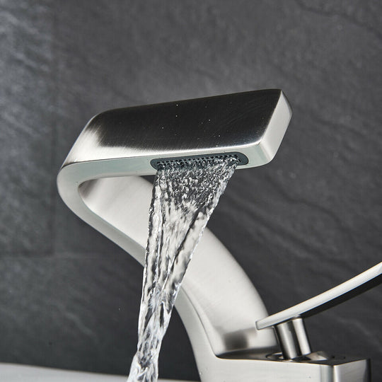 Sleek Curved Waterfall Bathroom Faucet for Modern Vanity Sinks