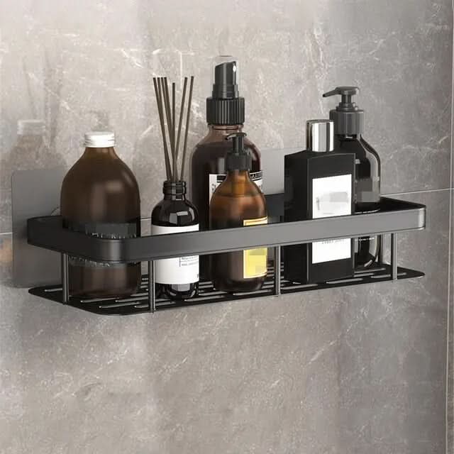 Drill-Free Adhesive Bathroom Shelf for Shower and Vanity Storage