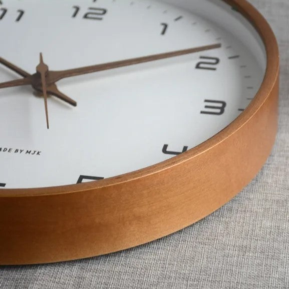 Minimalist Round Wooden Wall Clock for Living Room and Bedroom