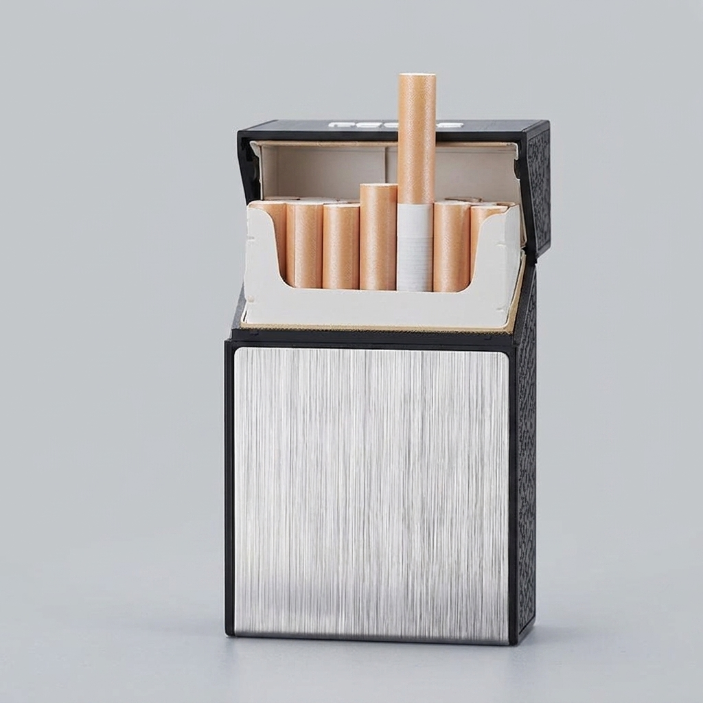 Sleek Metal Plasma Arc Lighter with Built-In Cigarette Case for Everyday Carry