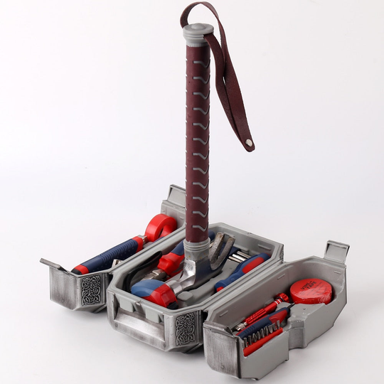 Rugged Hammer-Shaped Portable Tool Storage Box with Carry Handle for DIY and Garage