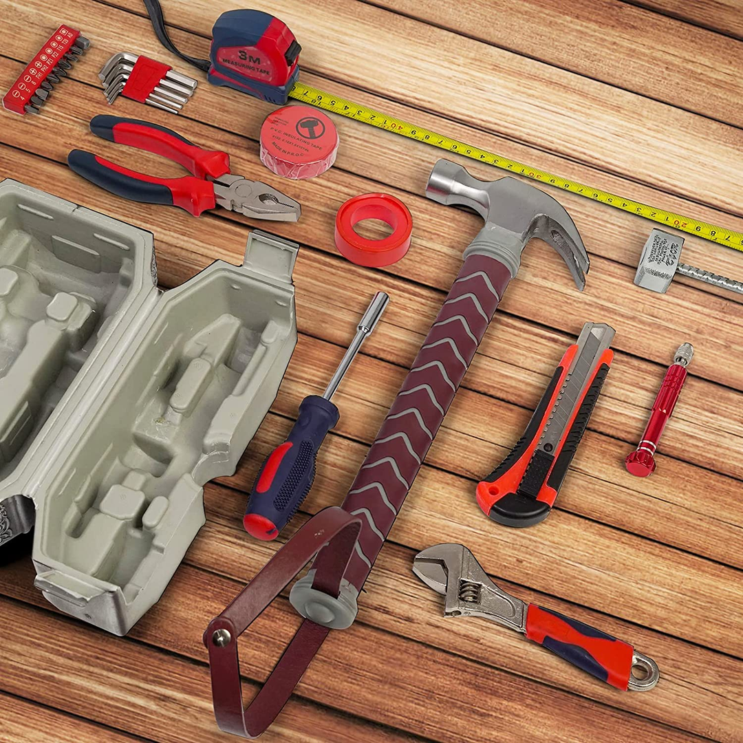 Rugged Hammer-Shaped Portable Tool Storage Box with Carry Handle for DIY and Garage