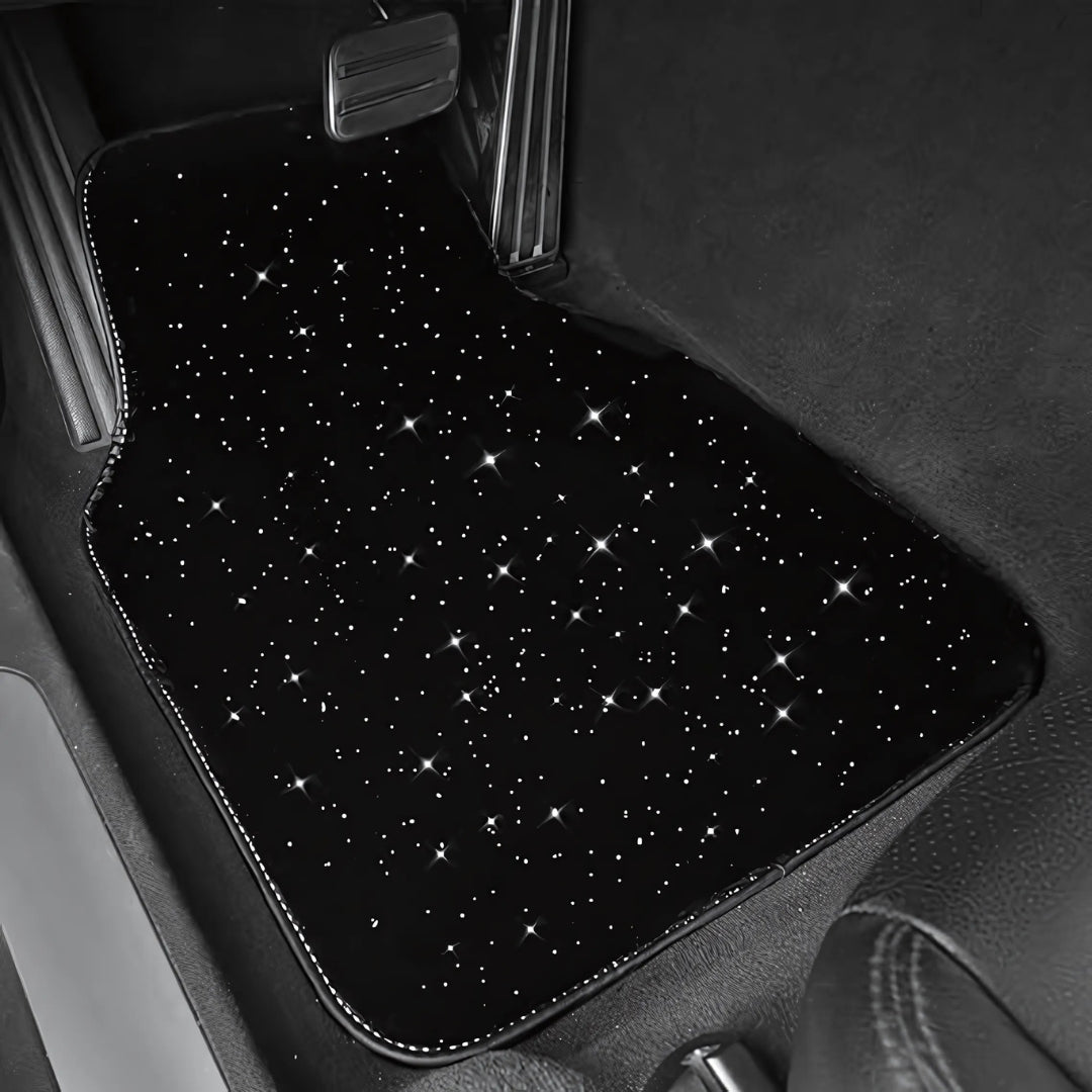 Glitter floor mat in car