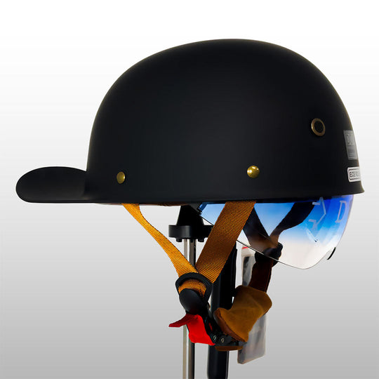 Matte black baseball cap motorcycle helmet