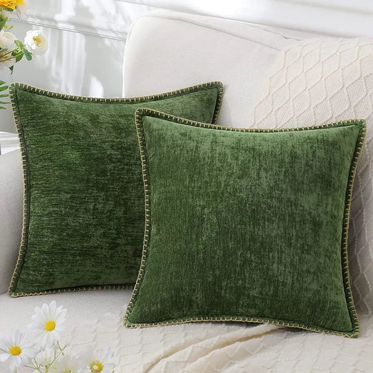 Soft Chenille Velvet Decorative Throw Pillow Cover for Sofa and Bed