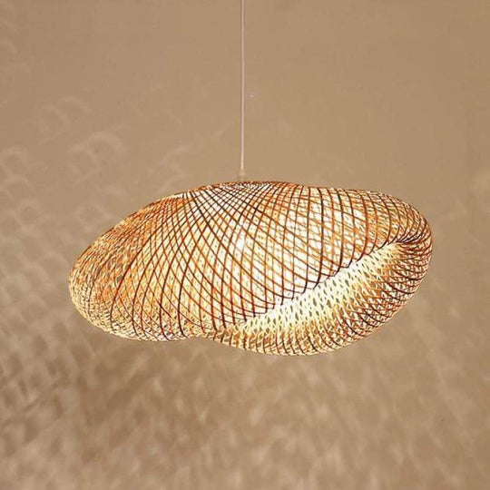 Woven Bamboo Globe Pendant Lamp for Dining Room and Kitchen