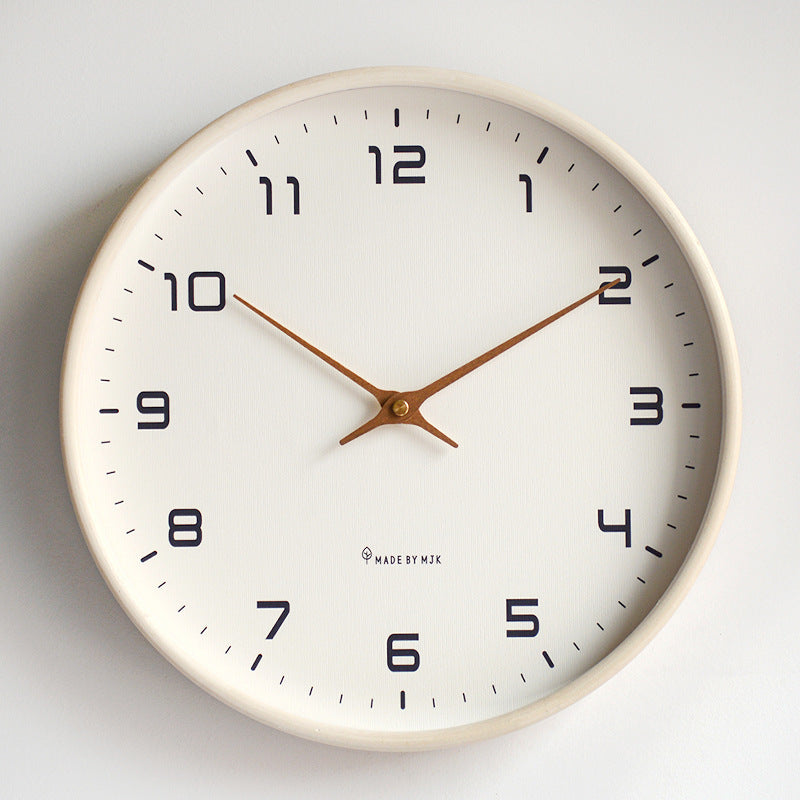 Minimalist Round Wooden Wall Clock for Living Room and Bedroom