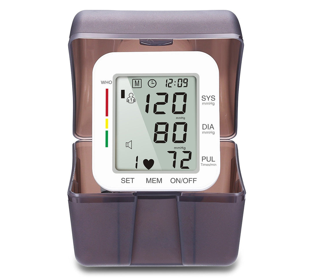 Rechargeable Digital Wrist Monitor with Large Display and Voice Readout for Home Use