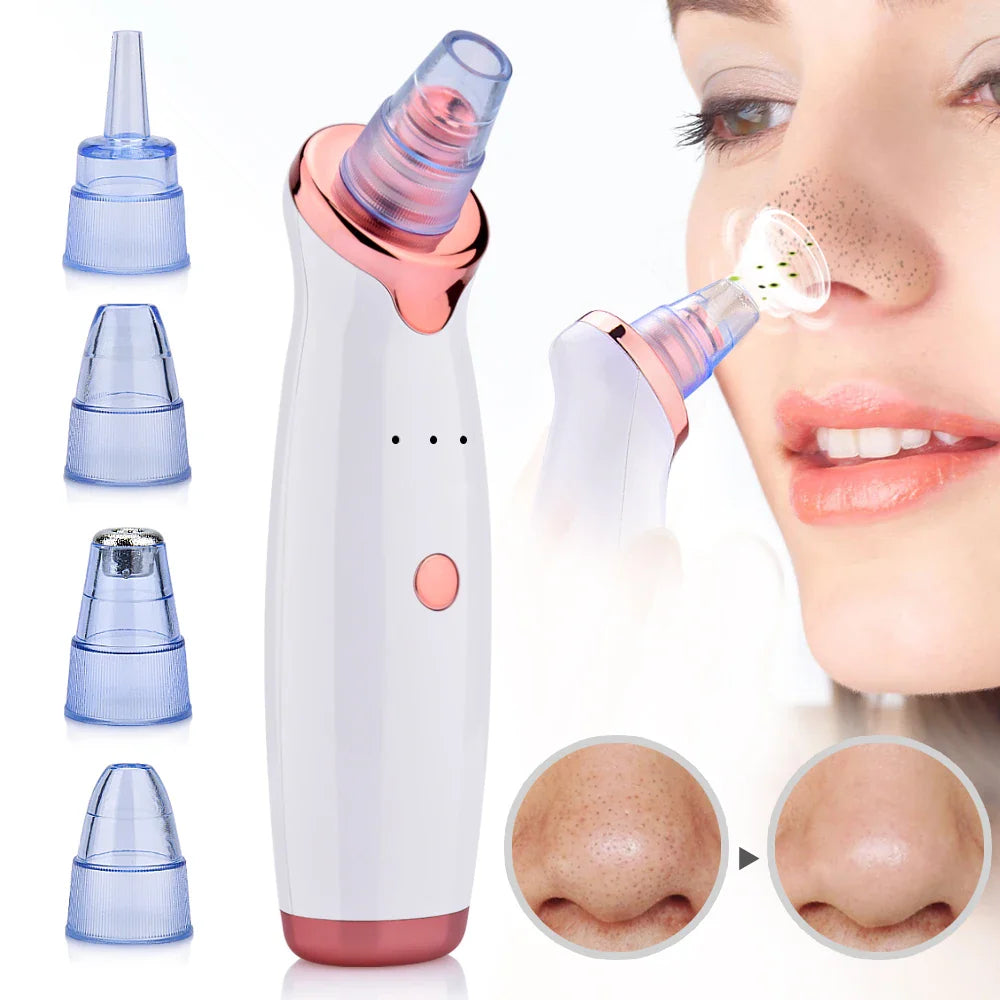 Blackhead vacuum pore cleansing tool with heads