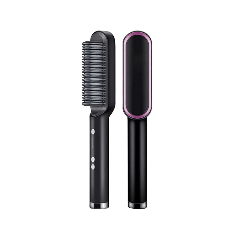 Black ceramic heated straightening brush