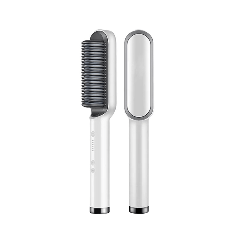 White ceramic heated straightening brush