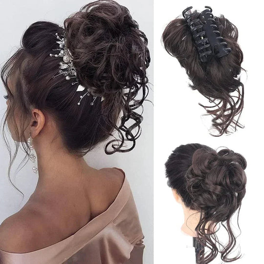Voluminous Curly Messy Bun Clip-In Hair Piece for Effortless Updos