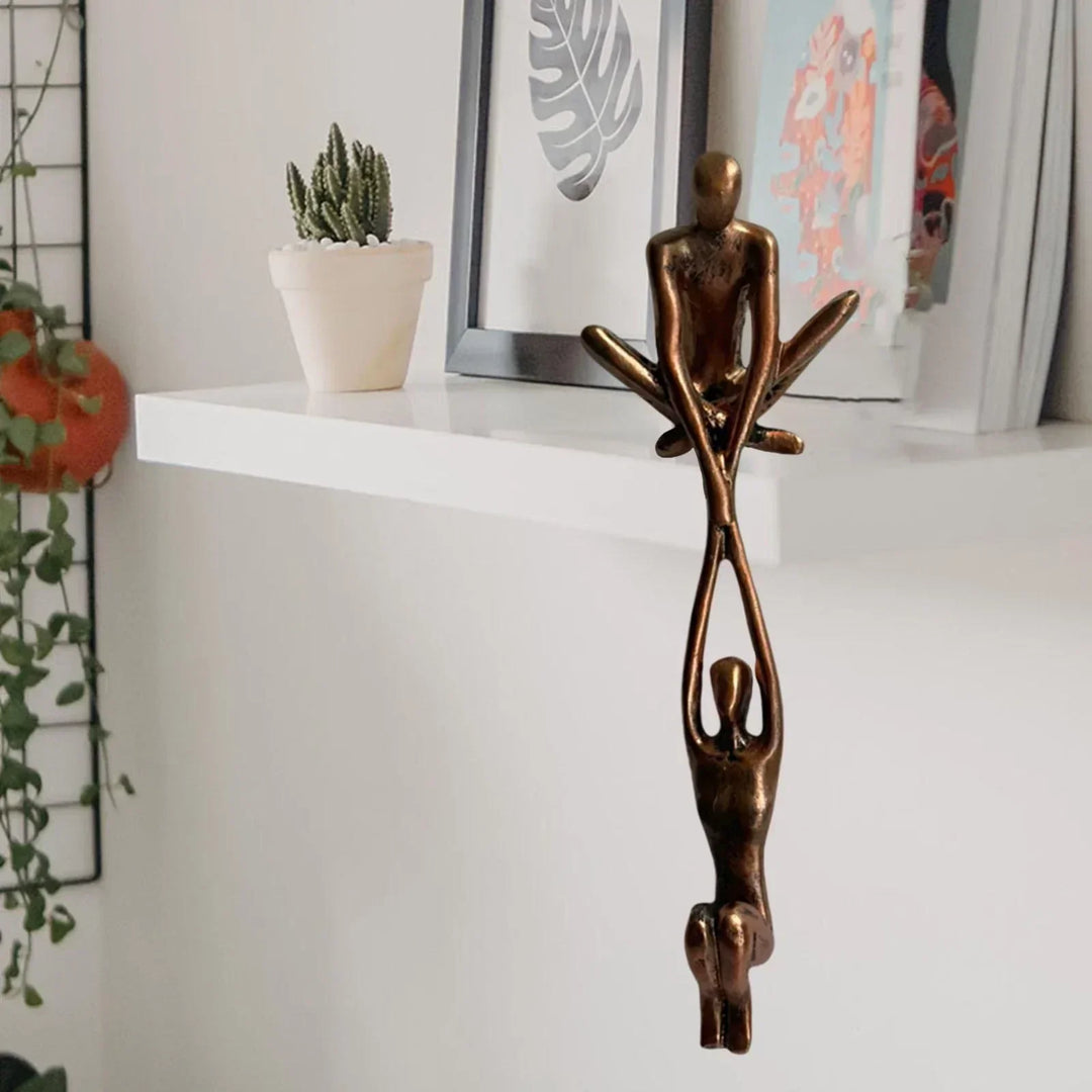 Sculpted Resin Embracing Figures Statue for Meaningful Shelf Decor
