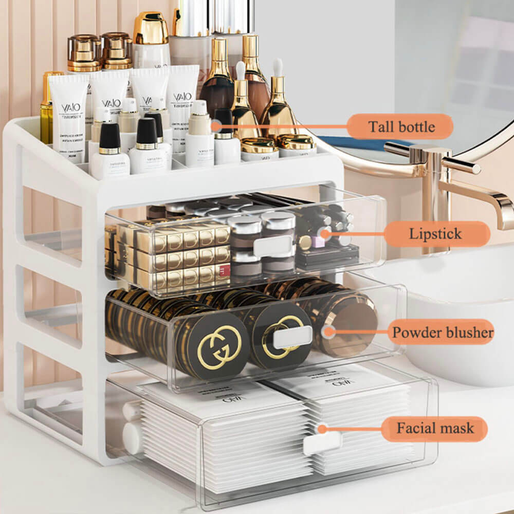 Clear Tiered Cosmetic Storage Organizer for Vanity and Bathroom