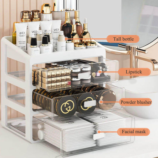 Clear Tiered Cosmetic Storage Organizer for Vanity and Bathroom