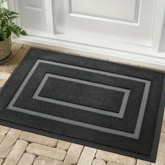 Bordered Rubber Entrance Door Mat for Indoor and Outdoor Entryways