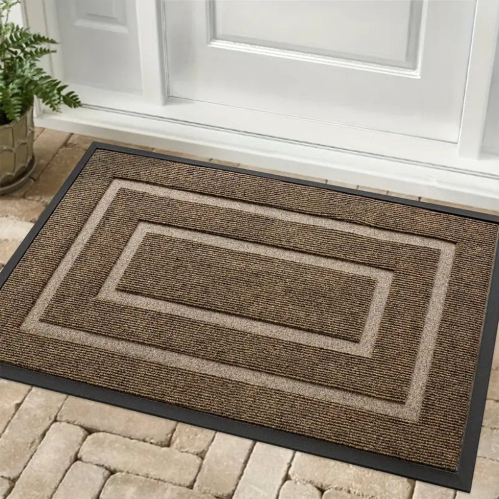 Bordered Rubber Entrance Door Mat for Indoor and Outdoor Entryways