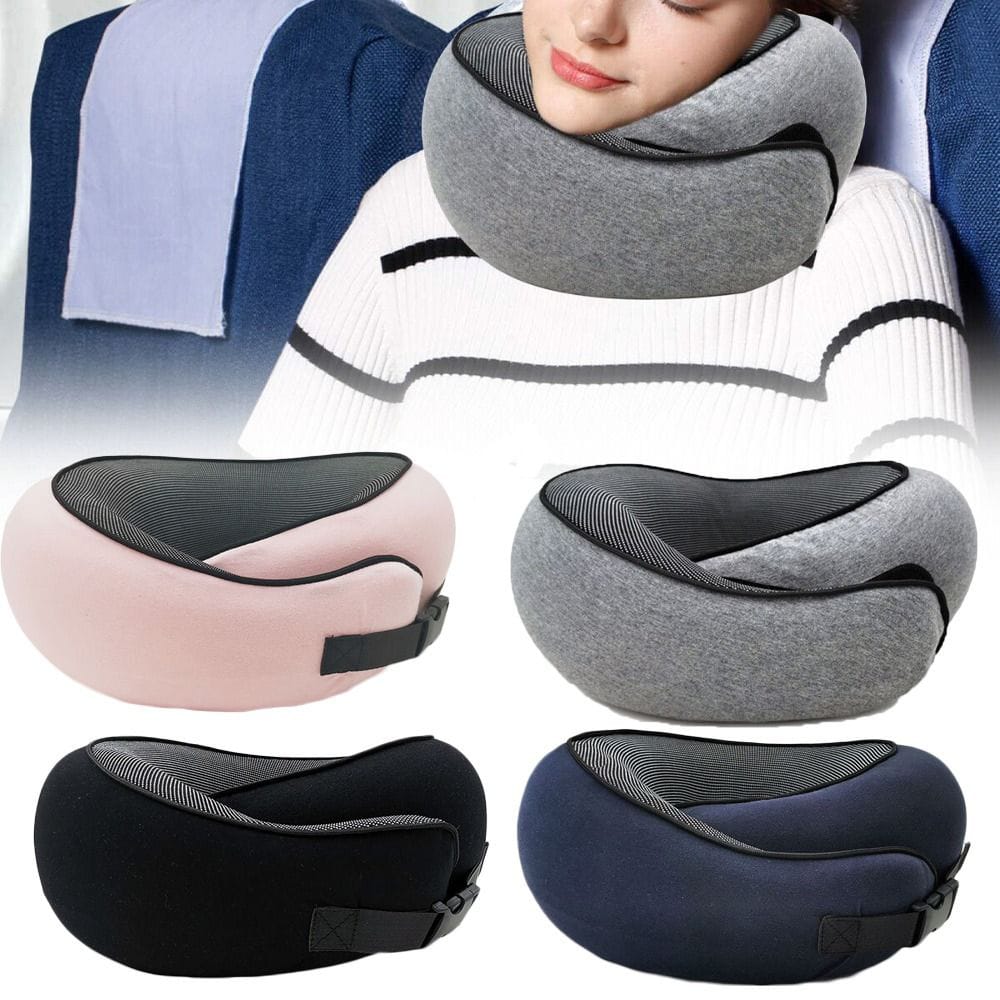 Plush 360 Memory Foam Travel Neck Pillow for Flights and Road Trips