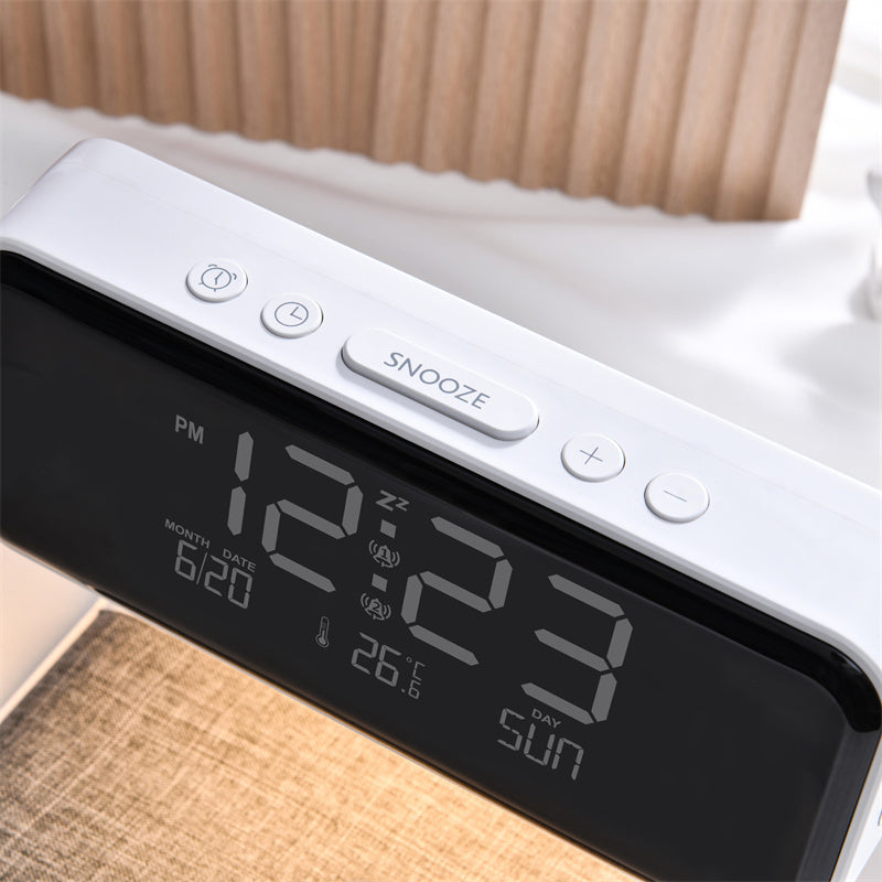 Modern 3-in-1 Bedside Lamp with Wireless Charger and Alarm Clock