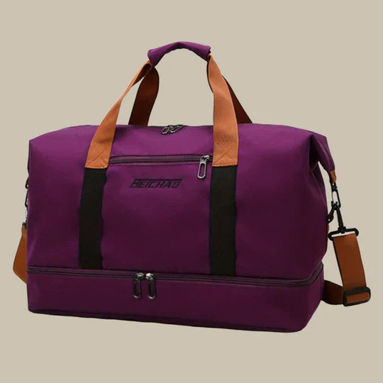 Purple duffel bag
