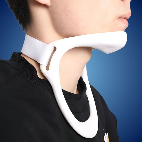 Front view of neck posture support on man