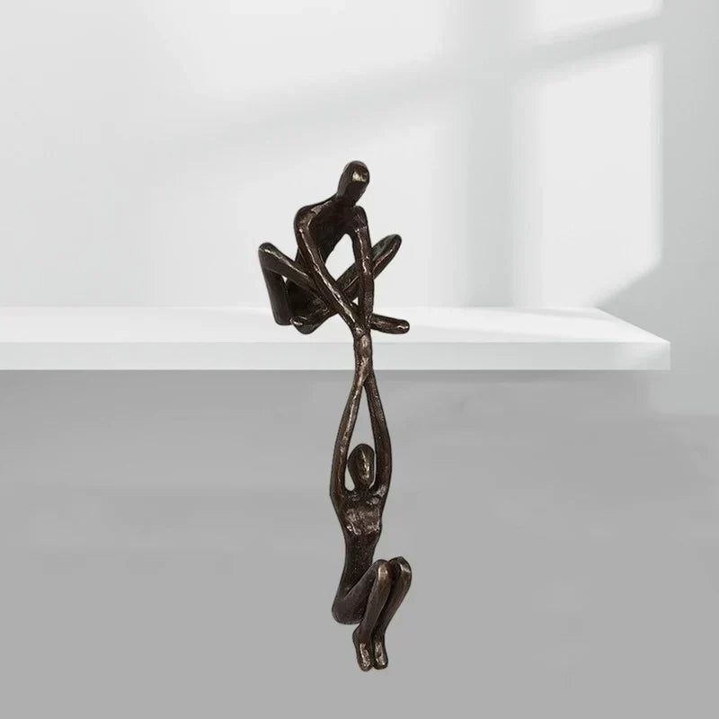 Sculpted Resin Embracing Figures Statue for Meaningful Shelf Decor