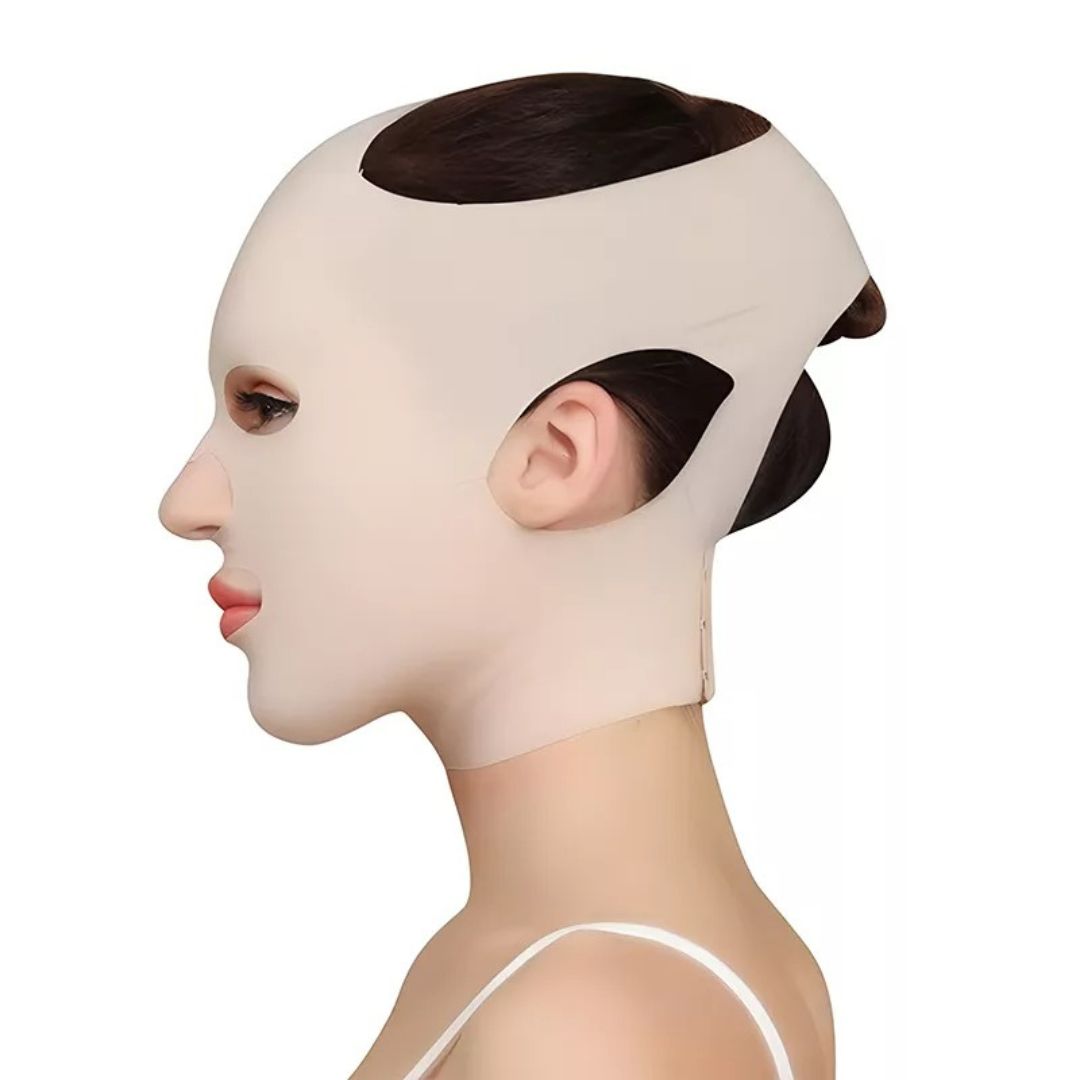 Side profile of compression face mask