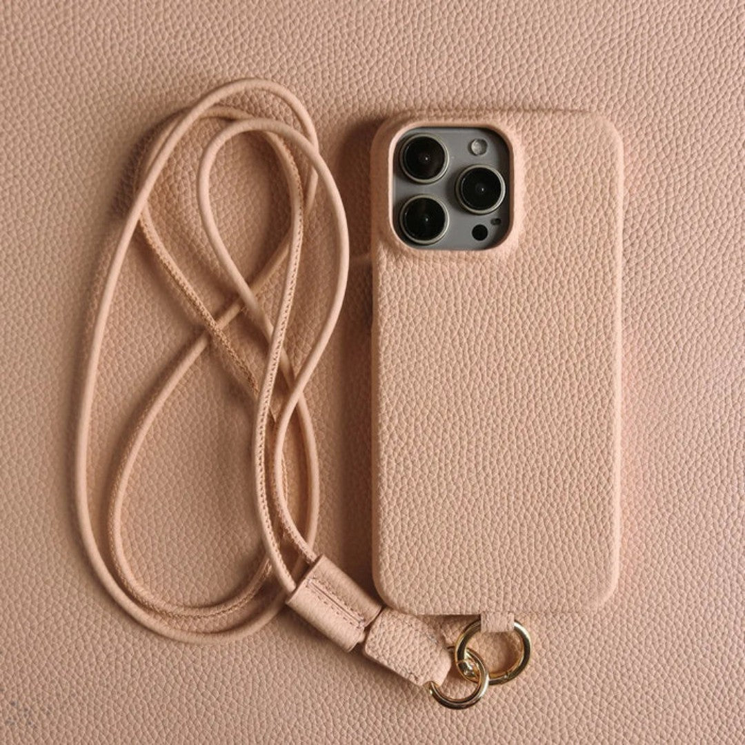 Genuine Leather Crossbody Phone Case with Strap for Hands Free Style