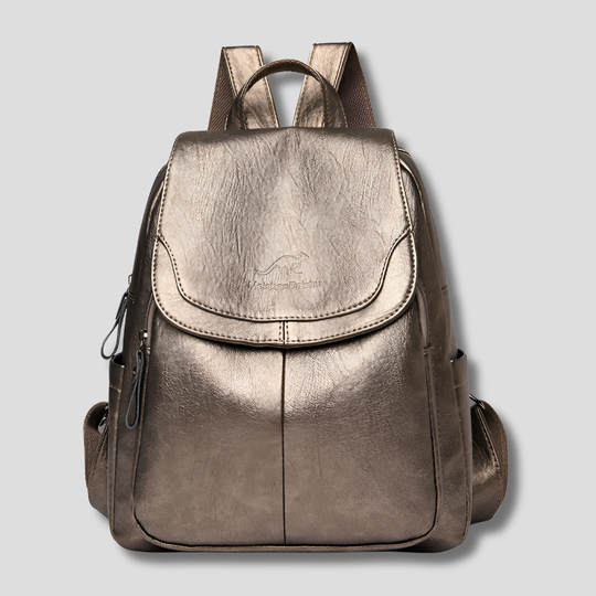 Bronze anti-theft leather backpack