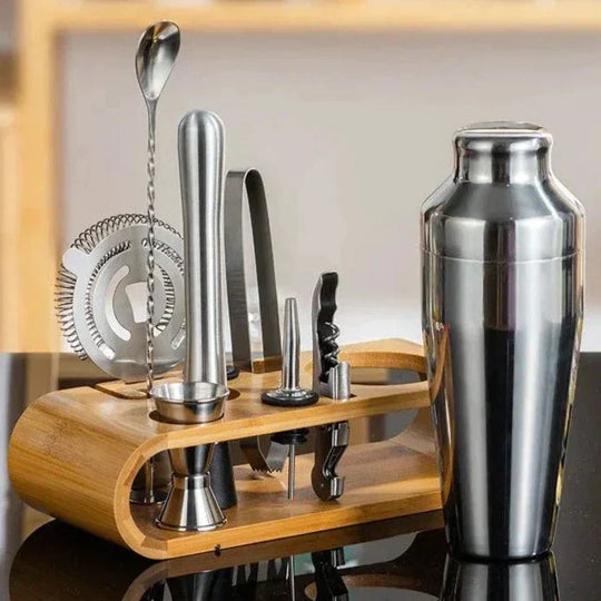 Sleek Stainless Steel Cocktail Bar Tool Set for Home Mixology