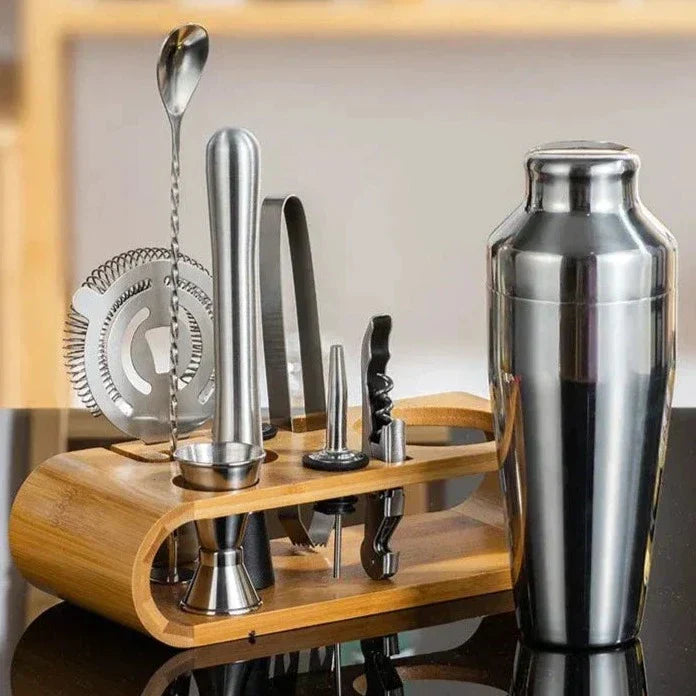 Sleek Stainless Steel Cocktail Bar Tool Set for Home Mixology