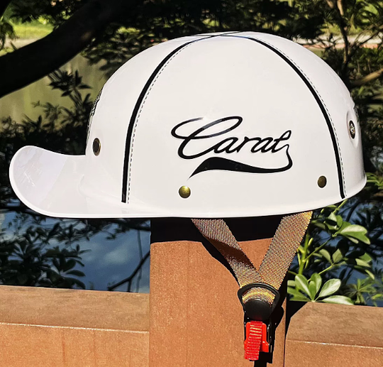 White baseball cap motorcycle helmet