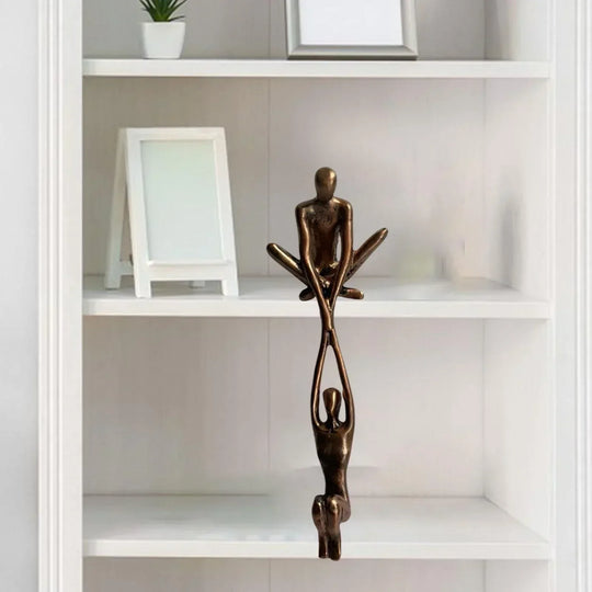 Sculpted Resin Embracing Figures Statue for Meaningful Shelf Decor