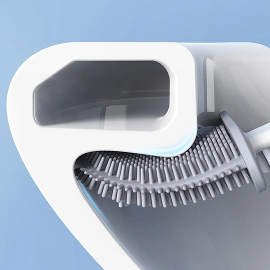 Modern Silicone Flat-Head Toilet Brush with Holder for Bathroom Cleaning