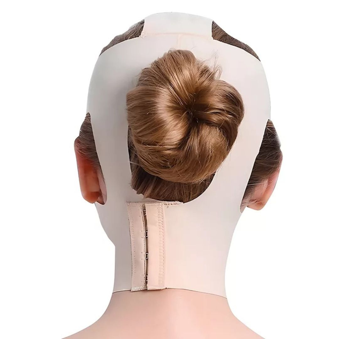 Back view of compression face mask closure