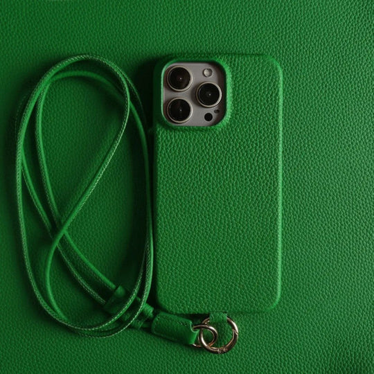 Genuine Leather Crossbody Phone Case with Strap for Hands Free Style