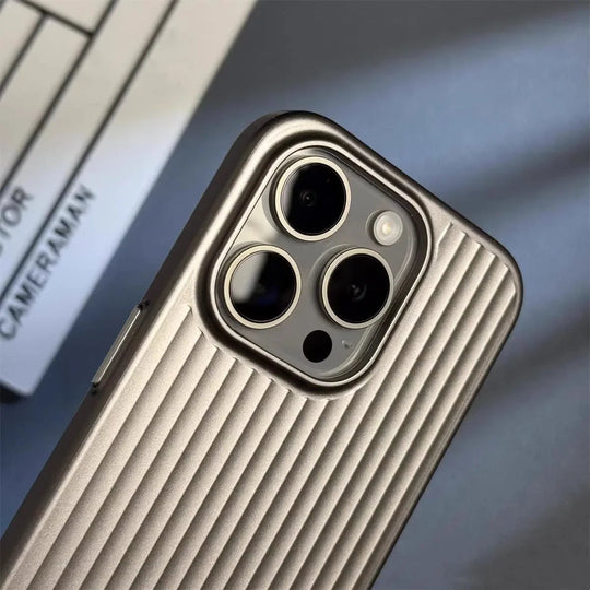 Minimalist Metallic Ribbed Phone Case for Everyday iPhone Protection
