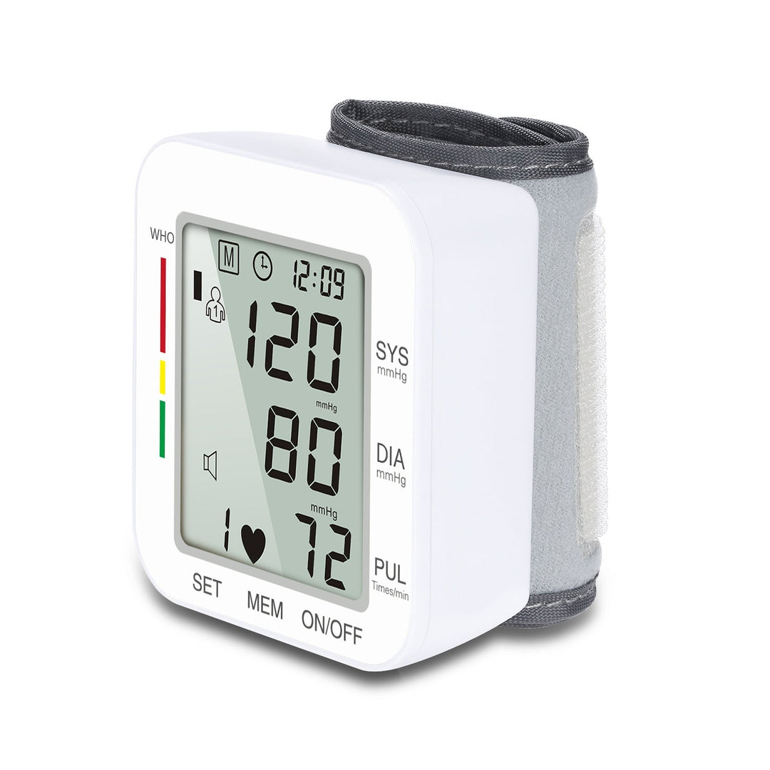 Rechargeable Digital Wrist Monitor with Large Display and Voice Readout for Home Use