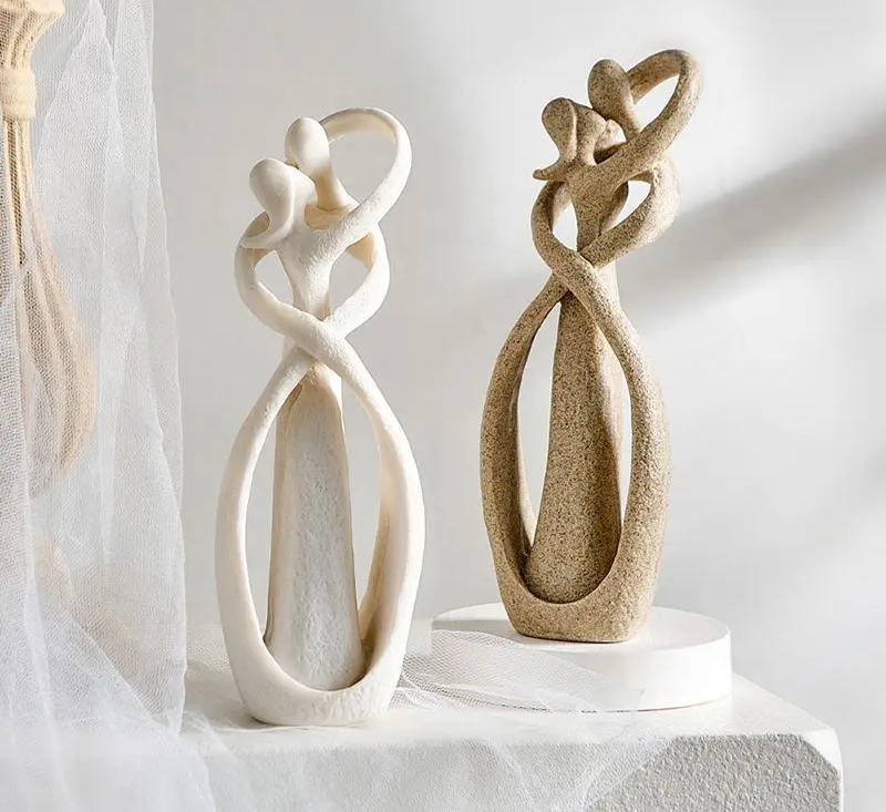 Abstract Embracing Couple Sculpture for Modern Shelf and Desk Decor