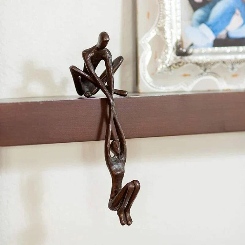 Sculpted Resin Embracing Figures Statue for Meaningful Shelf Decor