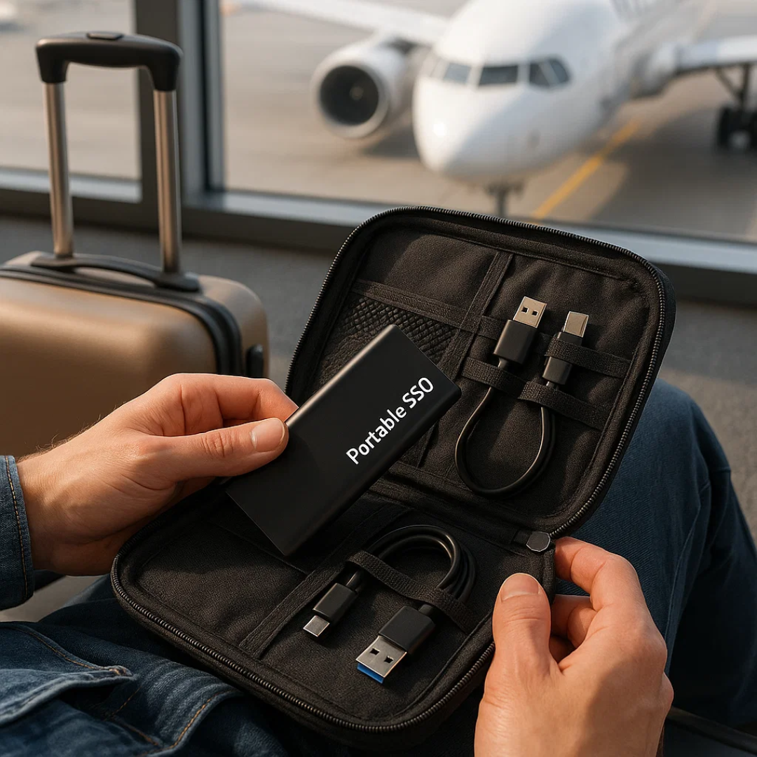 Slim Portable USB-C External Solid State Drive for On-the-Go Storage