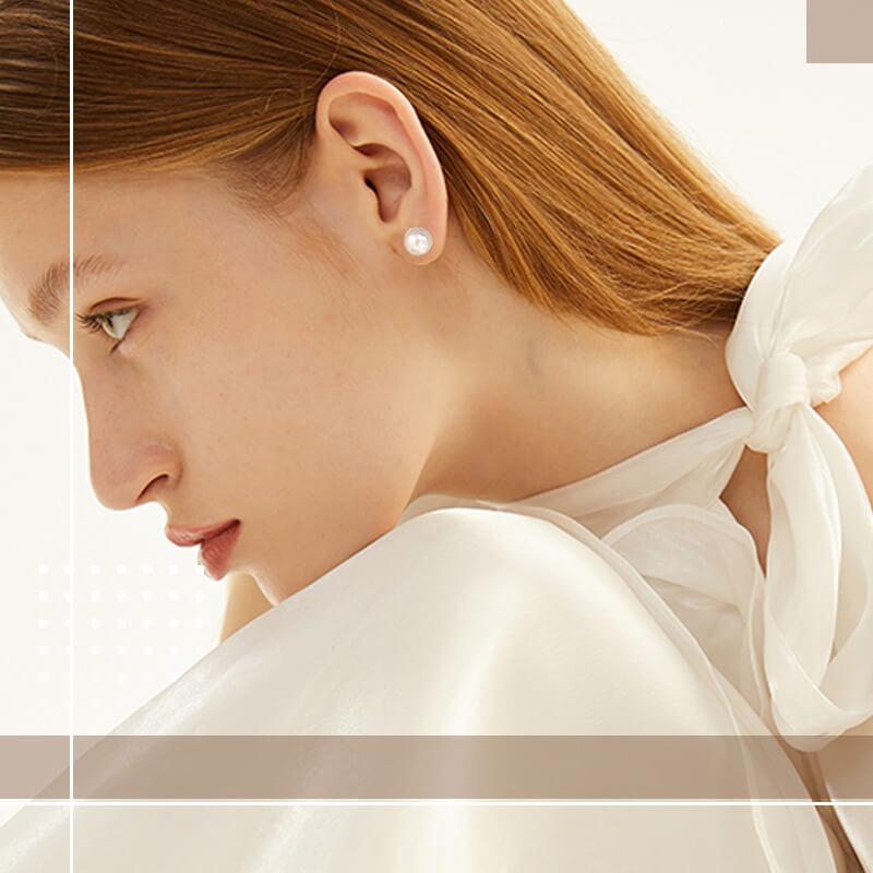 Pearl earring on model