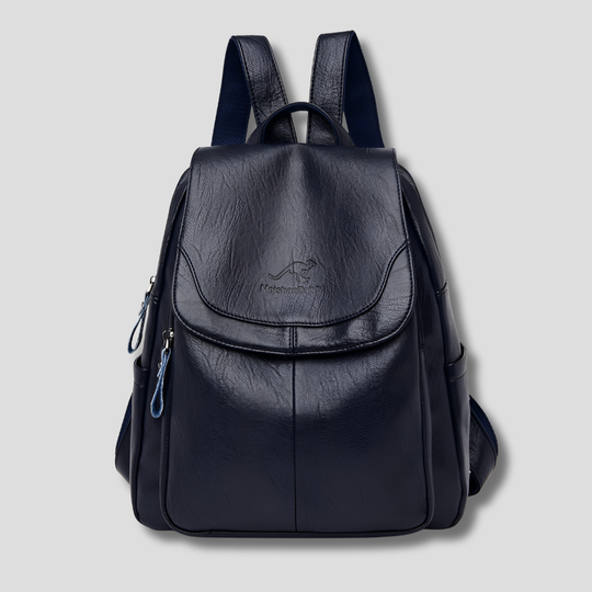 Navy Blue anti-theft leather backpack